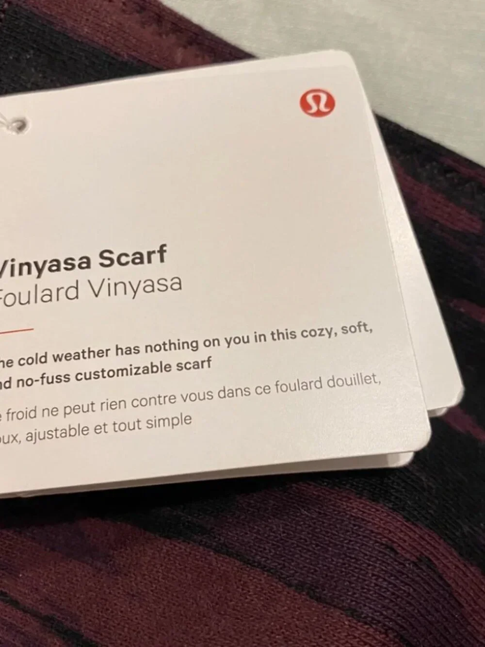 NWT Lululemon Vinyasa Painted Animal Bordeaux Drama Black camo infinity scarf